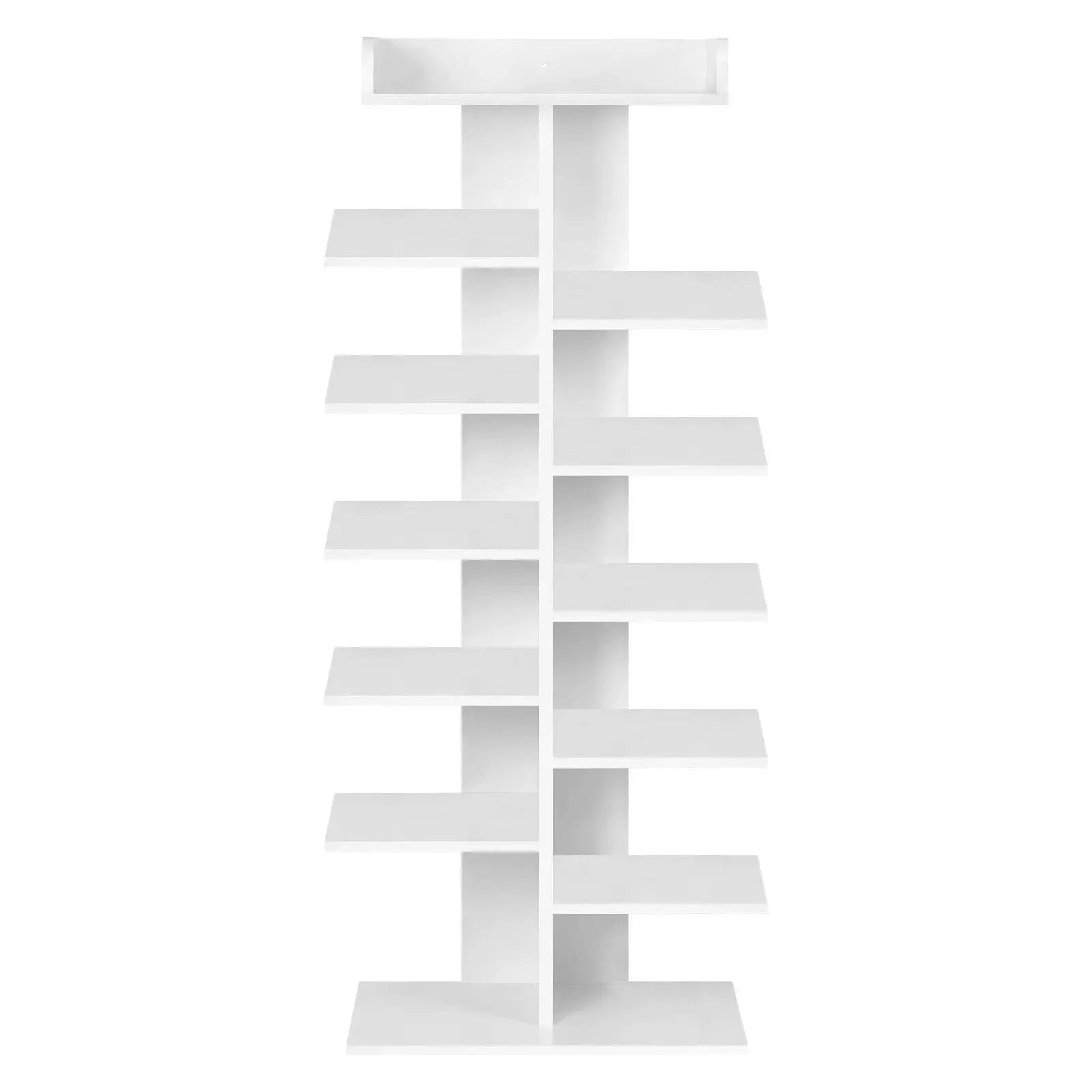 Feronza® 12-Tier Schoenenrek – Wit, Ruimtebesparend, Houten Schoenenorganisator voor Hal, Woonkamer - Feronza